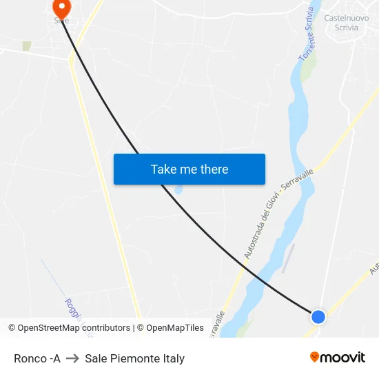 Ronco -A to Sale Piemonte Italy map