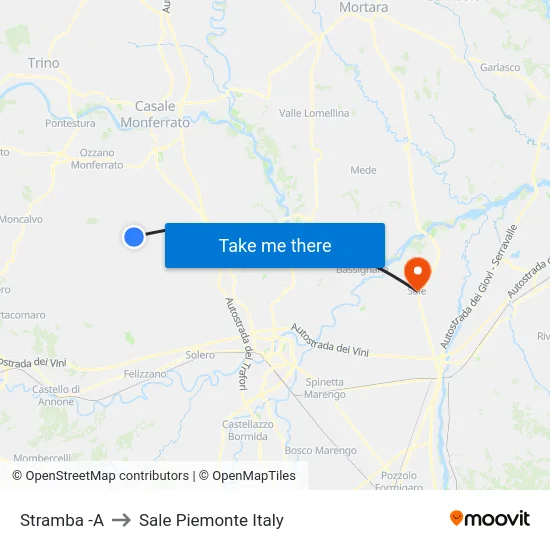 Stramba -A to Sale Piemonte Italy map