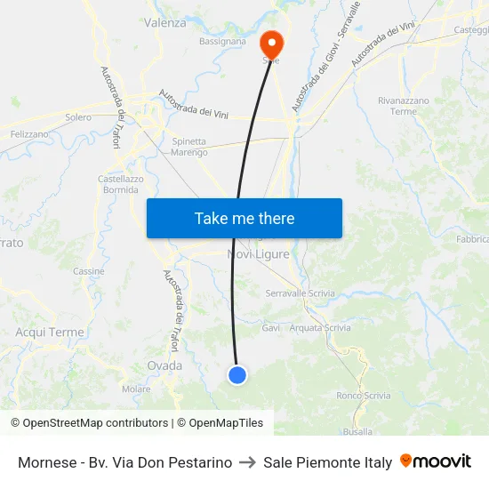 Mornese - Bv. Via Don Pestarino to Sale Piemonte Italy map