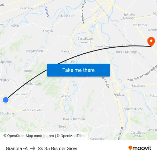 Gianola to SS 35 Bis dei Giovi map
