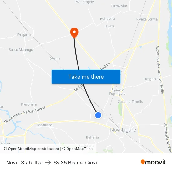 Novi - Ilva Factory to SS 35 Bis dei Giovi map