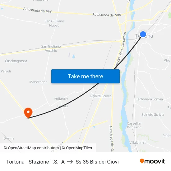 Tortona - Railway Station -A to SS 35 Bis dei Giovi map