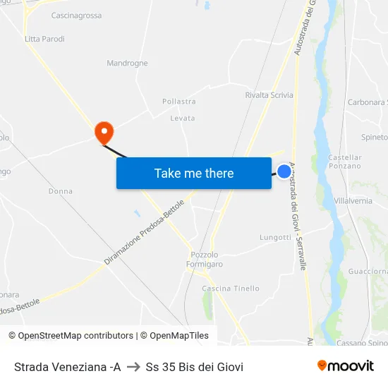 Veneziana Street -A to SS 35 Bis dei Giovi map