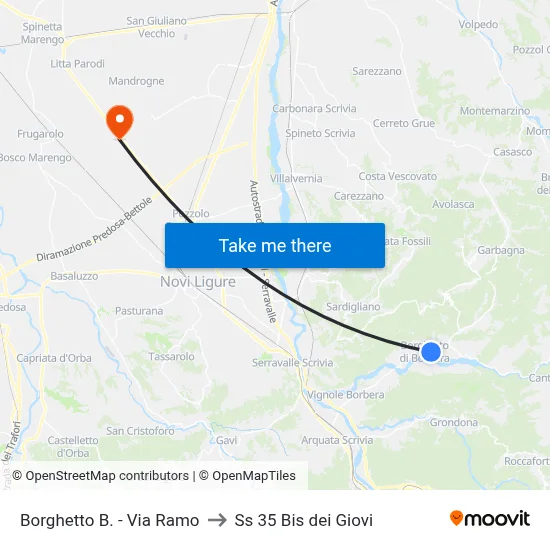 Borghetto - Ramo Street to SS 35 Bis dei Giovi map