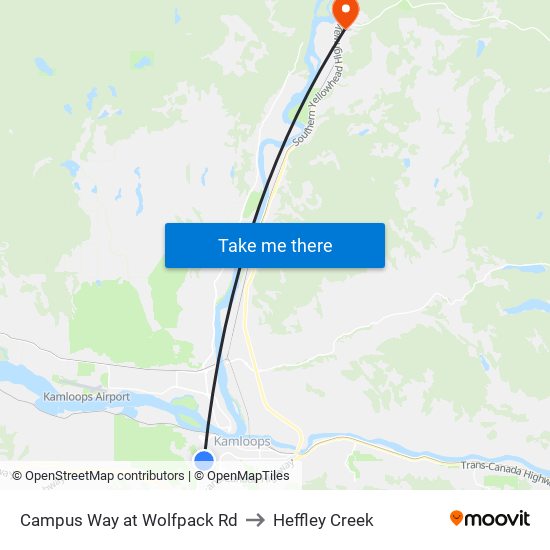 Campus Way at Wolfpack Rd to Heffley Creek map
