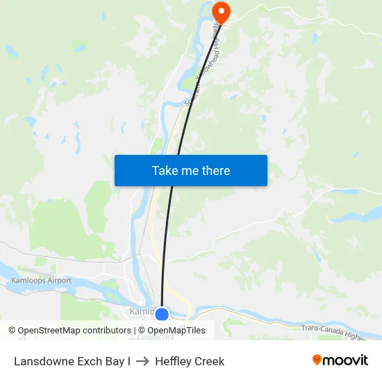 Lansdowne Exch Bay I to Heffley Creek map
