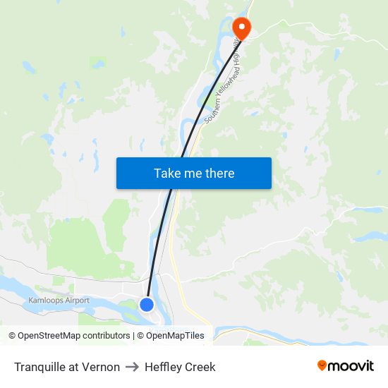 Tranquille at Vernon to Heffley Creek map