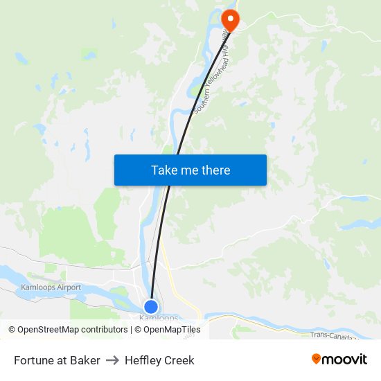 Fortune at Baker to Heffley Creek map