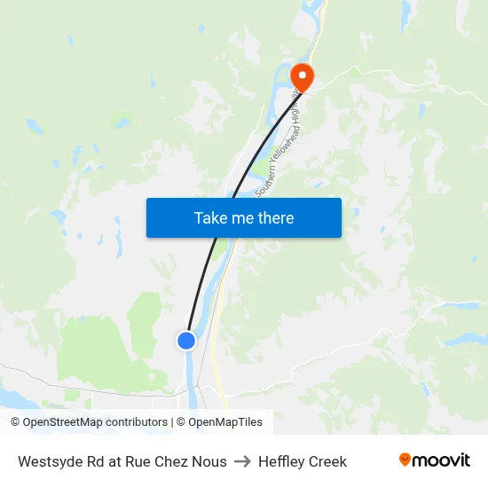 Westsyde Rd at Rue Chez Nous to Heffley Creek map