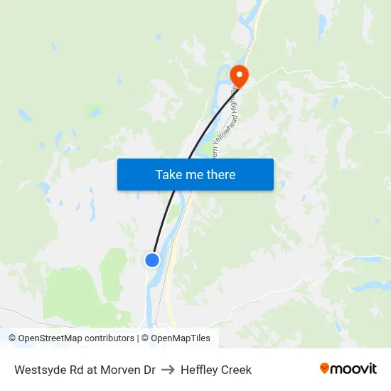 Westsyde Rd at Morven Dr to Heffley Creek map