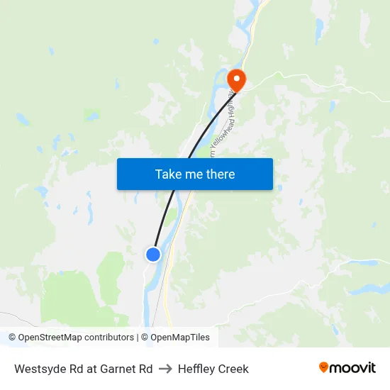 Westsyde Rd at Garnet Rd to Heffley Creek map