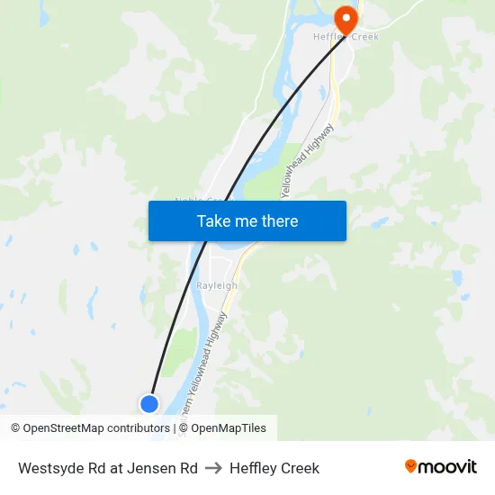Westsyde Rd at Jensen Rd to Heffley Creek map