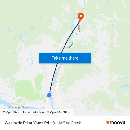 Westsyde Rd at Yates Rd to Heffley Creek map