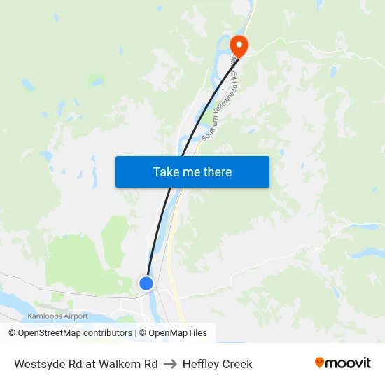Westsyde Rd at Walkem Rd to Heffley Creek map