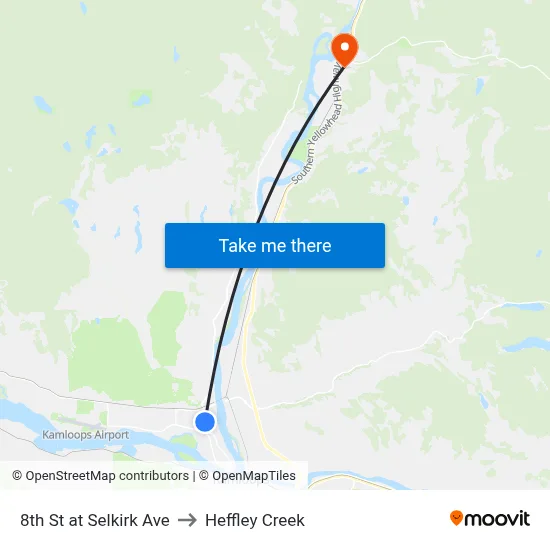 8th St at Selkirk Ave to Heffley Creek map