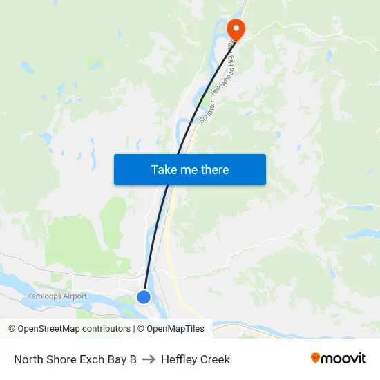 North Shore Exch Bay B to Heffley Creek map