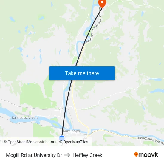 Mcgill Rd at University Dr to Heffley Creek map