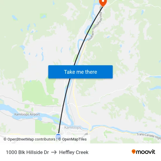 1000 Blk Hillside Dr to Heffley Creek map