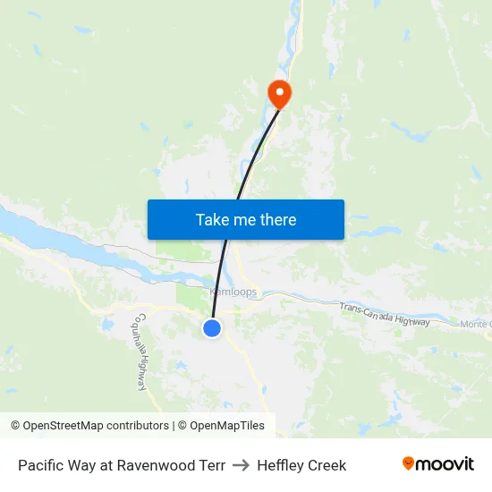 Pacific Way at Ravenwood Terr to Heffley Creek map