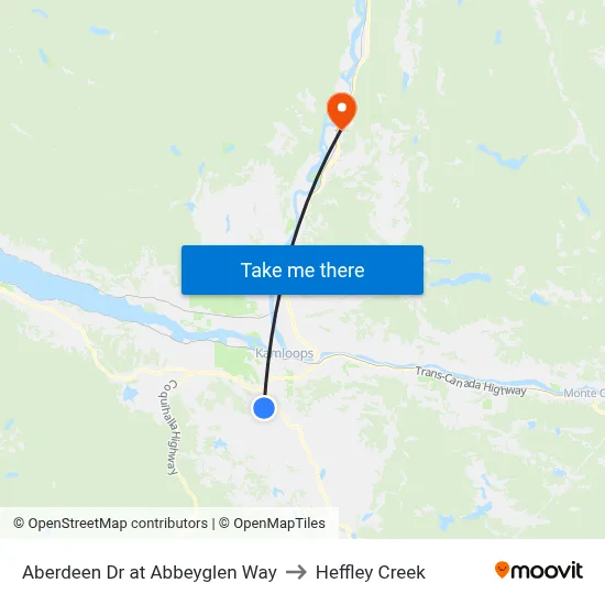 Aberdeen Dr at Abbeyglen Way to Heffley Creek map