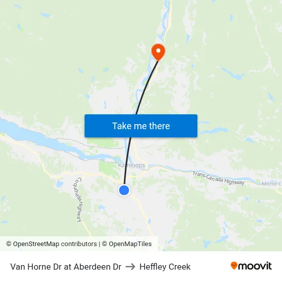 Van Horne Dr at Aberdeen Dr to Heffley Creek map