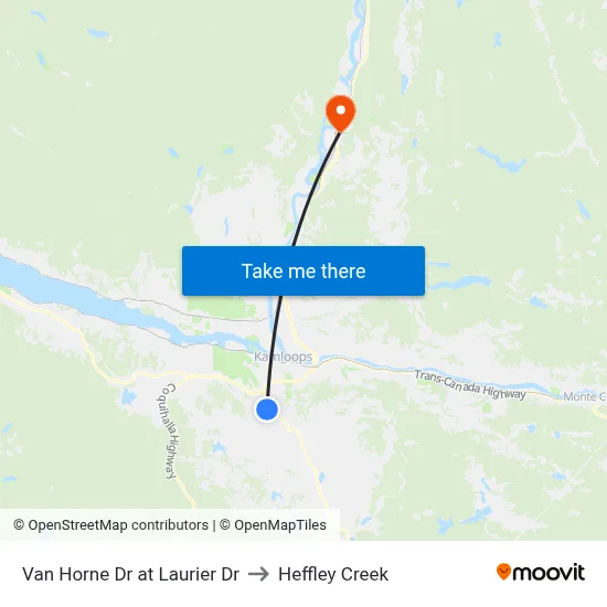 Van Horne Dr at Laurier Dr to Heffley Creek map