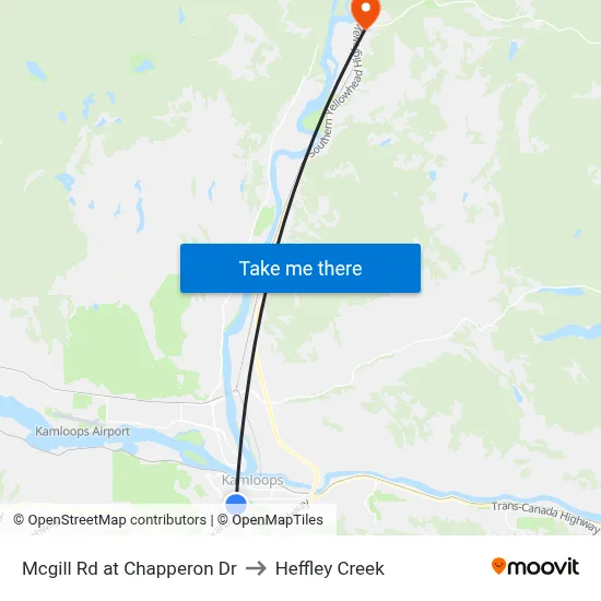 Mcgill Rd at Chapperon Dr to Heffley Creek map