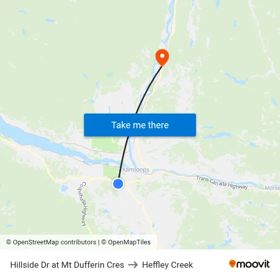 Hillside Dr at Mt Dufferin Cres to Heffley Creek map