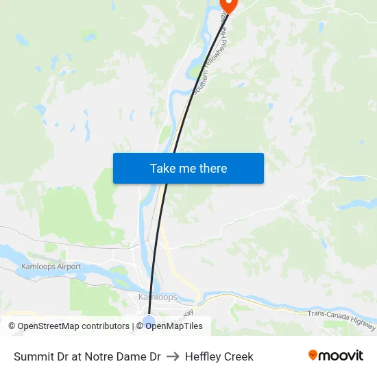 Summit Dr at Notre Dame Dr to Heffley Creek map