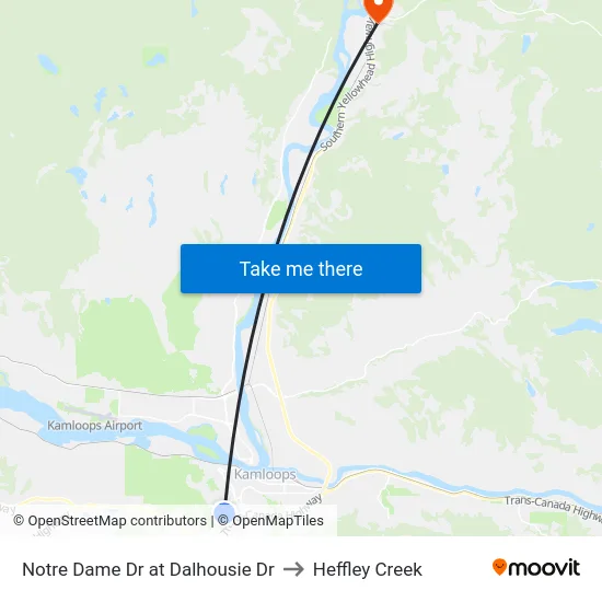 Notre Dame Dr at Dalhousie Dr to Heffley Creek map