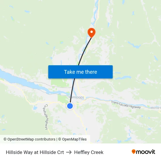 Hillside Way at Hillside Crt to Heffley Creek map