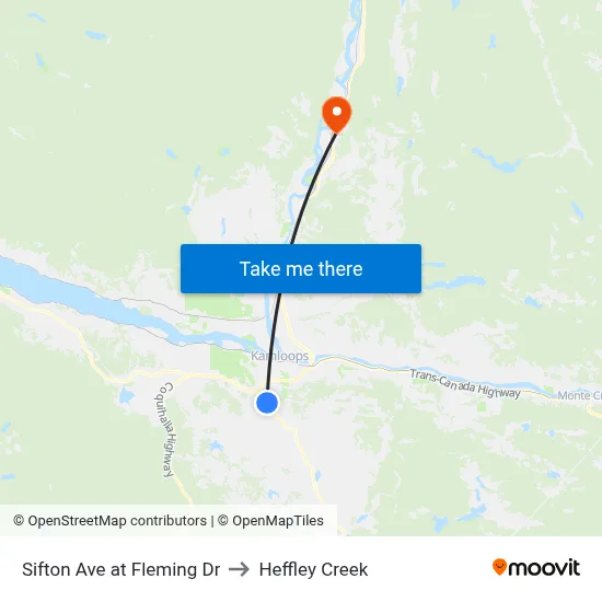 Sifton Ave at Fleming Dr to Heffley Creek map
