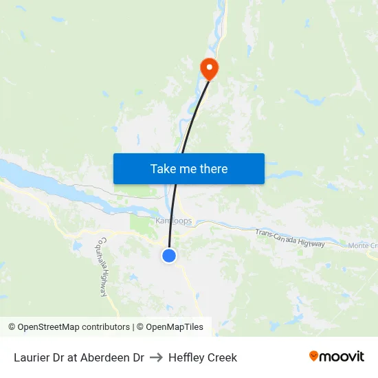 Laurier Dr at Aberdeen Dr to Heffley Creek map