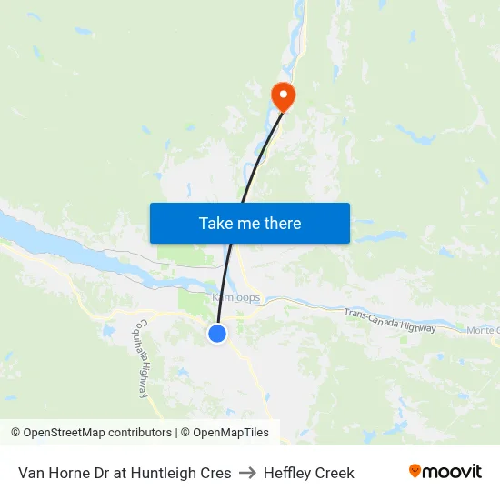 Van Horne Dr at Huntleigh Cres to Heffley Creek map