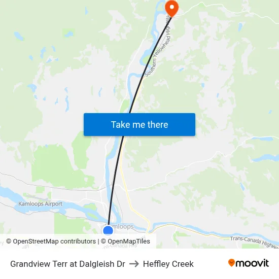Grandview Terr at Dalgleish Dr to Heffley Creek map