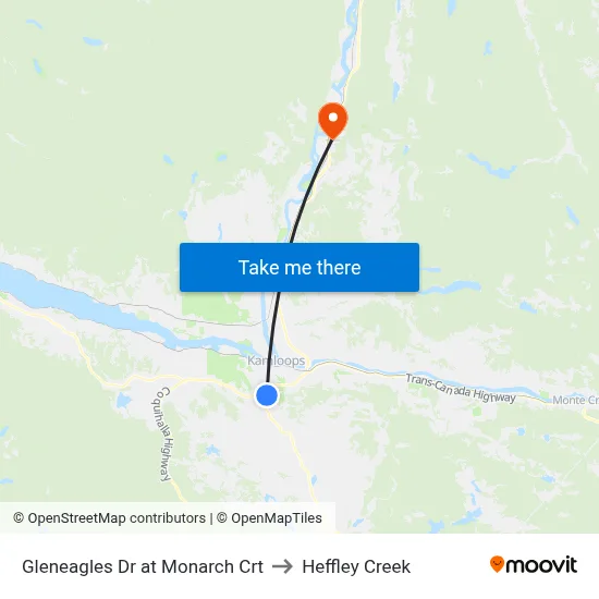 Gleneagles Dr at Monarch Crt to Heffley Creek map