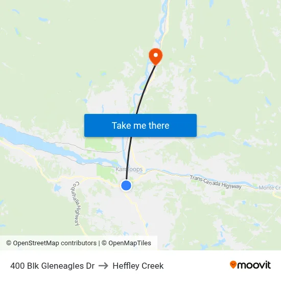 400 Blk Gleneagles Dr to Heffley Creek map