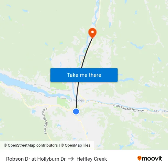 Robson Dr at Hollyburn Dr to Heffley Creek map