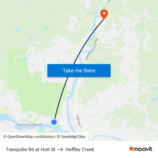 Tranquille Rd at Holt St to Heffley Creek map