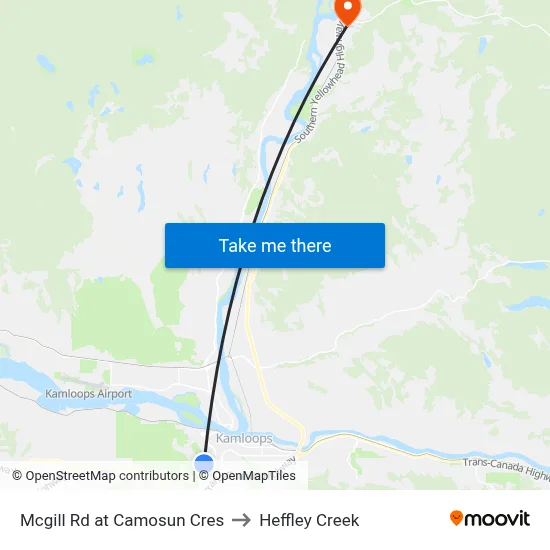 Mcgill Rd at Camosun Cres to Heffley Creek map