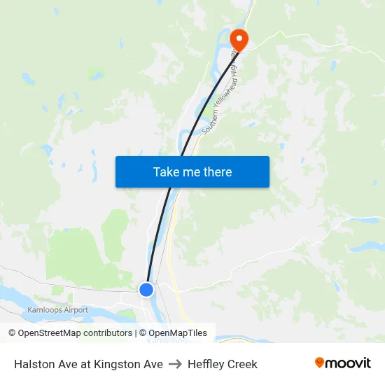 Halston Ave at Kingston Ave to Heffley Creek map