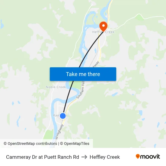 Cammeray Dr at Puett Ranch Rd to Heffley Creek map