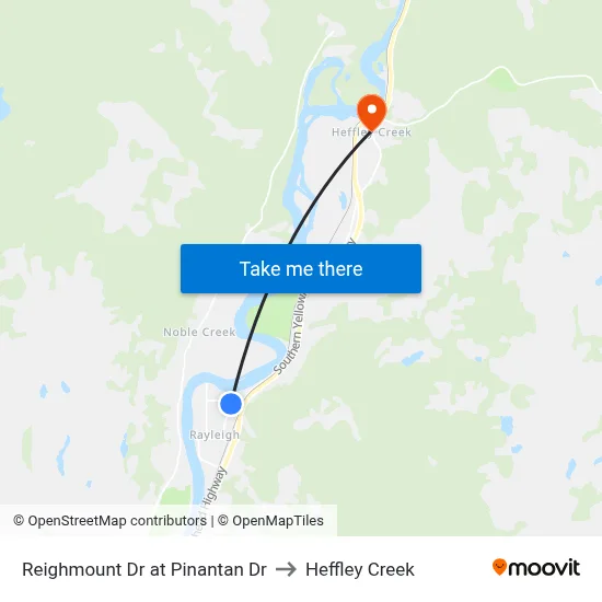 Reighmount Dr at Pinantan Dr to Heffley Creek map