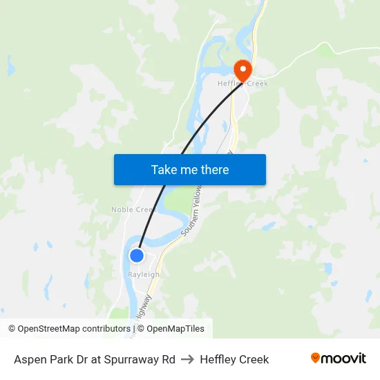 Aspen Park Dr at Spurraway Rd to Heffley Creek map