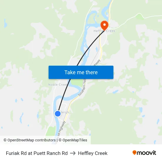 Furiak Rd at Puett Ranch Rd to Heffley Creek map