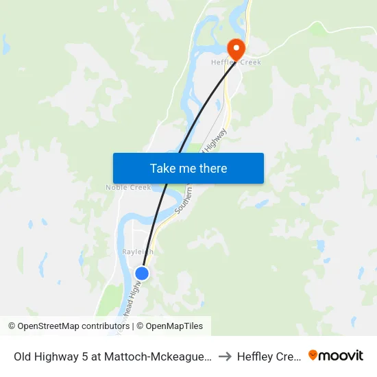 Old Highway 5 at Mattoch-Mckeague Rd to Heffley Creek map