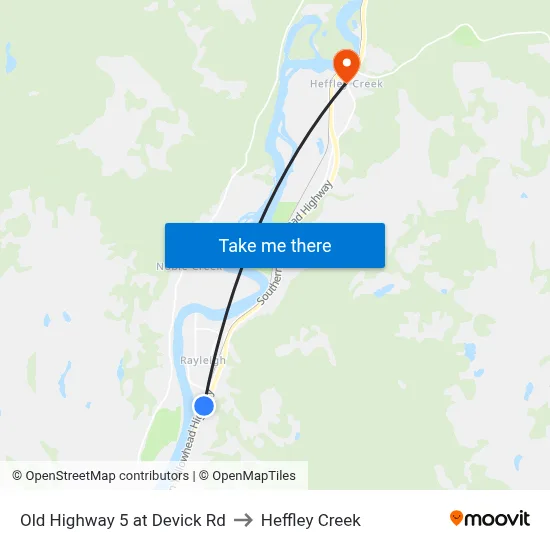 Old Highway 5 at Devick Rd to Heffley Creek map
