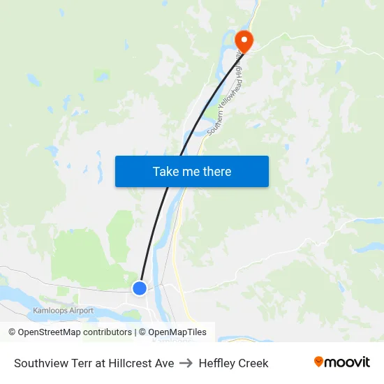 Southview Terr at Hillcrest Ave to Heffley Creek map