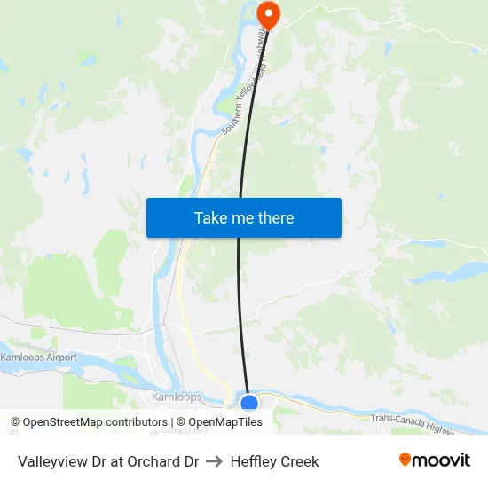Valleyview Dr at Orchard Dr to Heffley Creek map
