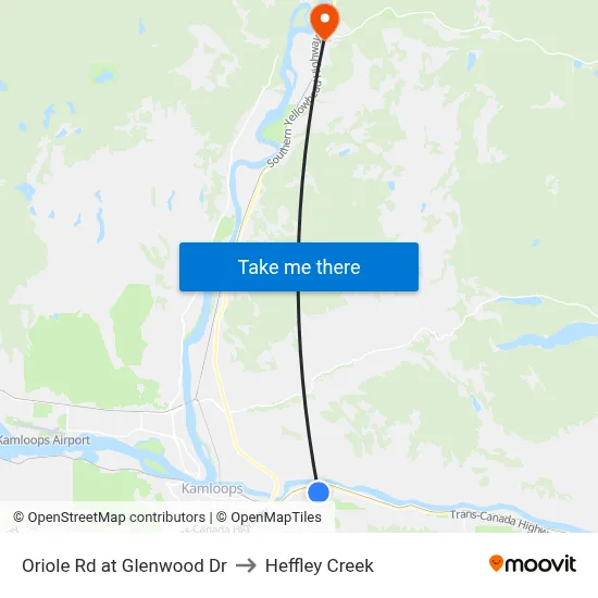 Oriole Rd at Glenwood Dr to Heffley Creek map